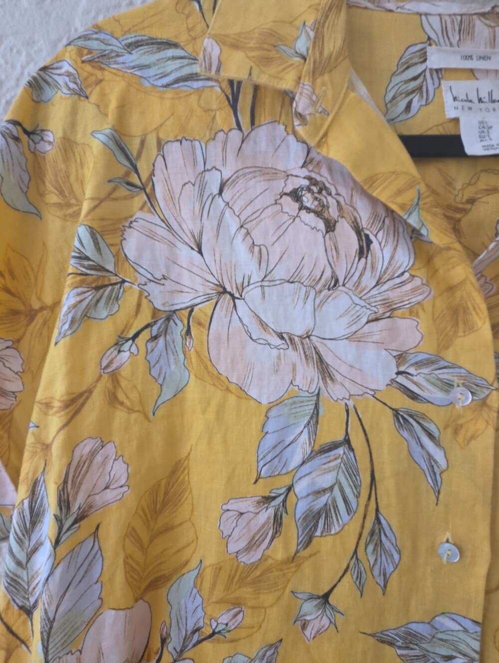 Padtel Yellow Floral Linen Button-Up Shirt - Picture 2 of 2